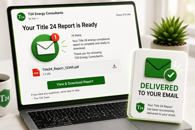 Title 24 report delivered to your email inbox as a permit-ready PDF